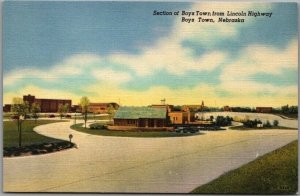 OMAHA, Nebraska Postcard BOYS TOWN from Lincoln Highway Curteich Linen c1950 