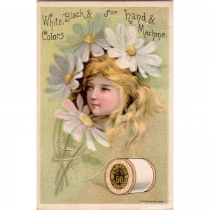 J & P COATS Best Six Cord Sewing Thread - Antique 1887 Victorian Trade Card