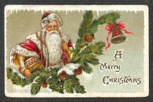 CHRISTMAS HOLIDAY SANTA CLAUS DRUM PINE TREE PA STREET CAR RPO POSTCARD 1911 PD
