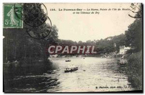 Old Postcard Nogent Bry Marne La Pointe From & # 39ile Du Moulin And Les Cote...