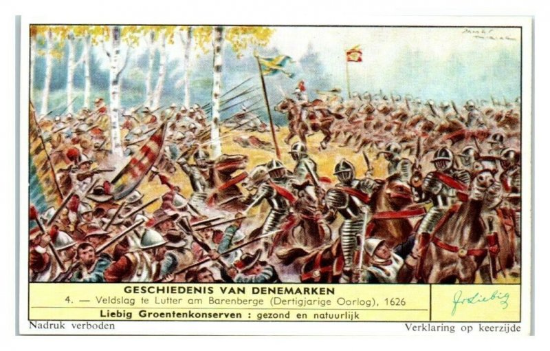 Battle at Lutter, 30 Years War, History of Denmark Liebig Belgian Trade Card