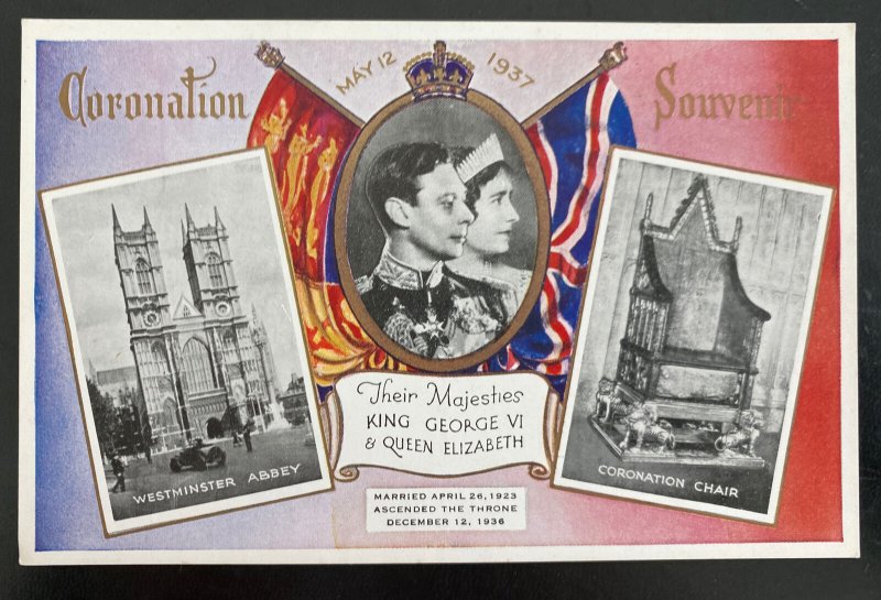 Mint England Souvenir Picture Postcard King George VI Coronation