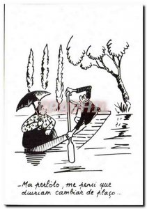 Postcard Modern Humor Drawing Charles Mouly Boating