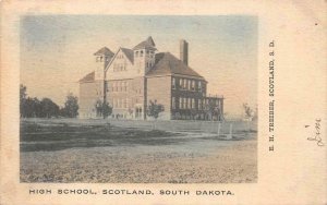 HIGH SCHOOL SCOTLAND SOUTH DAKOTA POSTCARD 1907