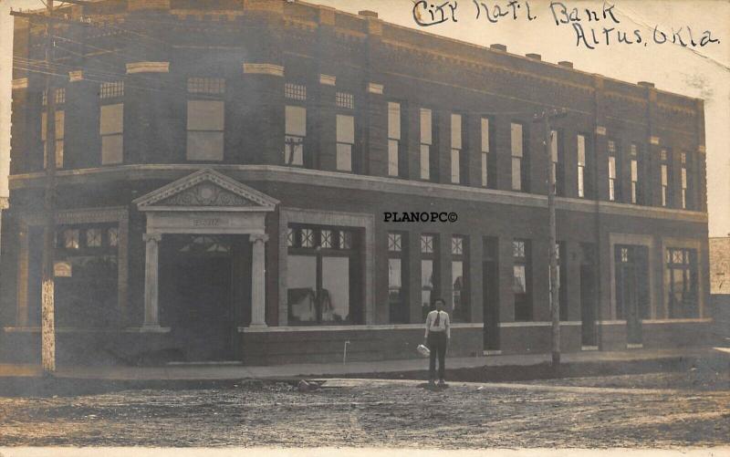 ALTUS, OKLAHOMA CITY NATIONAL BANK-1907 RPPC REAL PHOTO POSTCARD