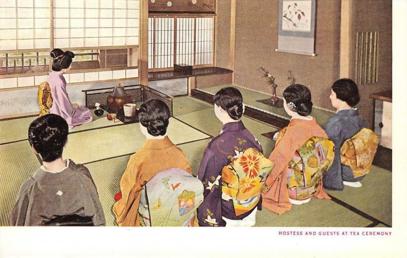 Hostess & Guests At Tea Ceremony, Chanoyu, Japan 茶の湯 ca 1920s Vintage Postcard