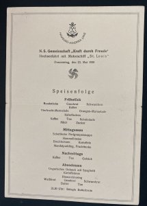 Hamburg America Line SS St Louis Ship Carried Jewish Refugees PC Menu Carte