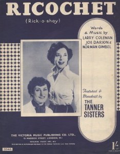 Ricochet The Tanner Sisters 1950s Sheet Music