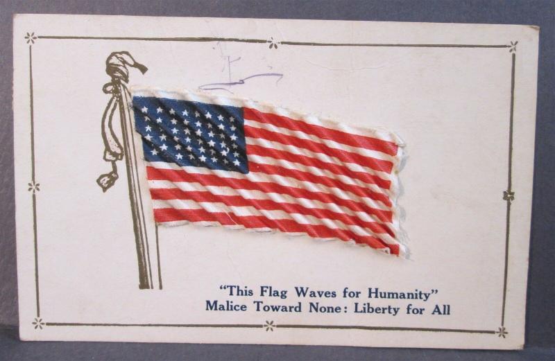 Postcard American Flag Silk Applique Waving 3D c1920s Z1