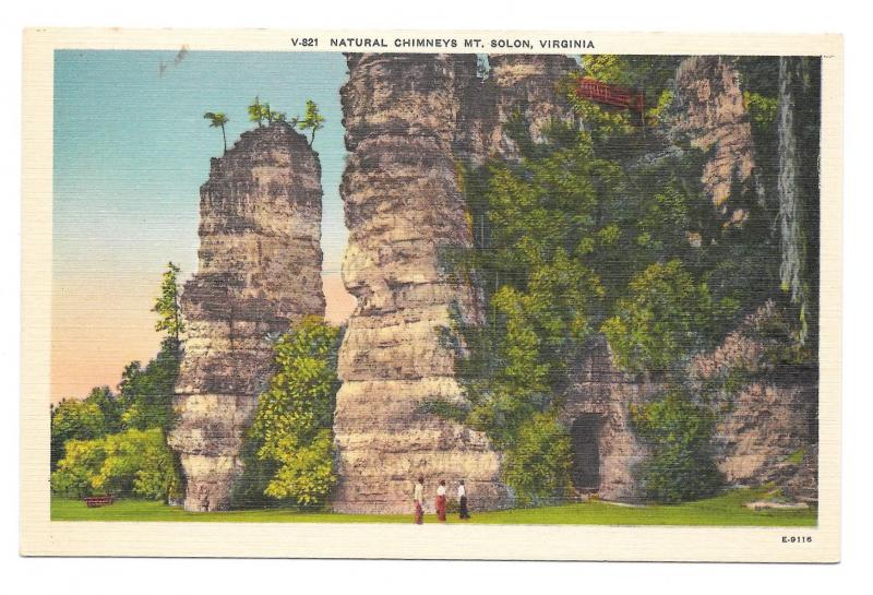 Natural Chimneys Mt Solon VA Stone Towers Vintage Linen Postcard