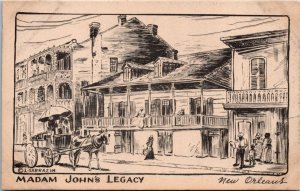 A/S L. Sarrazin Postcard LA New Orleans Madam John's Legacy Patio 1940s H28
