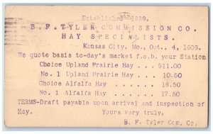1909 B.F. Tyler Commission Co. Hay Specialists Kansas City MO Postal Card
