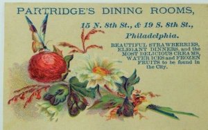 Victorian Trade Card Partridge's Dining Rooms Creams Water Ices Frozen Fruit P77