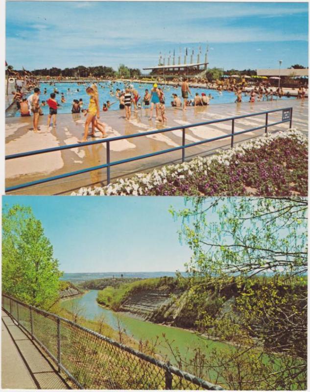 (2 cards) Swimming Pool Genesee River below Dam Letchworth State Park New York