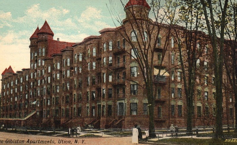 Vintage Postcard Olbiston Apartments Building Residence Units Utica New York NY