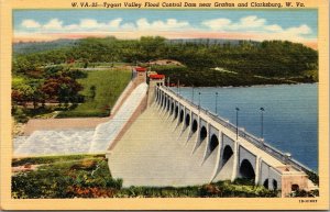 VTG Tygart Valley Flood Control Dam Grafton West Virginia WV Linen Postcard