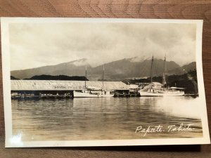 1920s RPPC Papeete Tahiti Street Scene Naval Ships Photos Lot of 2