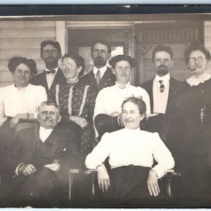 c1910s Outdoor House Family Smile RPPC Real Photo Postcard ID'd HJE Carr A111