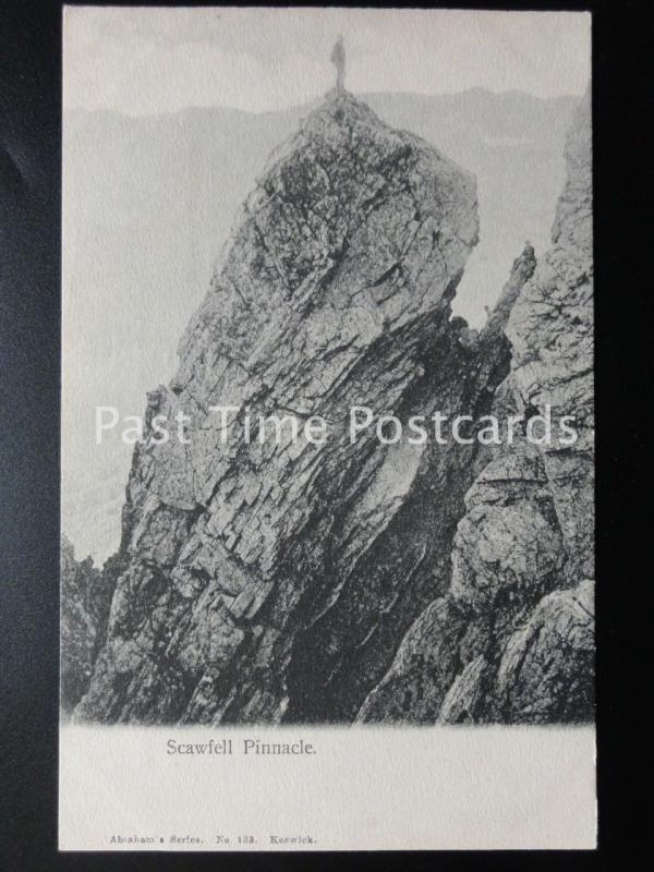 Cumbria SCAWFELL PINNACLE Rock Climber standing on pinnacle c1906 by Abraham 133
