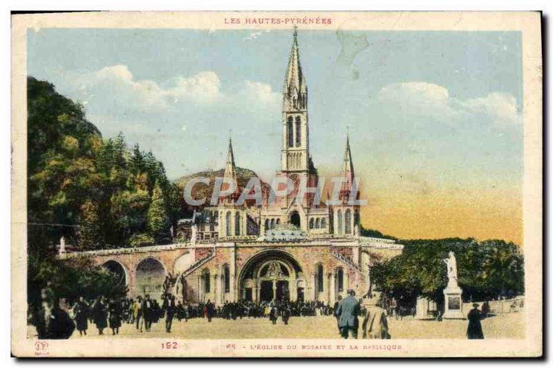 Old Postcard Lourdes l & # 39eglise Rosary and Basilica