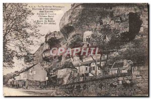 Postcard Old Prehistoric Station Eyzies Ruins of the feudal castle & # 39ancien