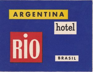 Brasil Rio De Janeiro Argentina Hotel Vintage Luggage Label sk2679