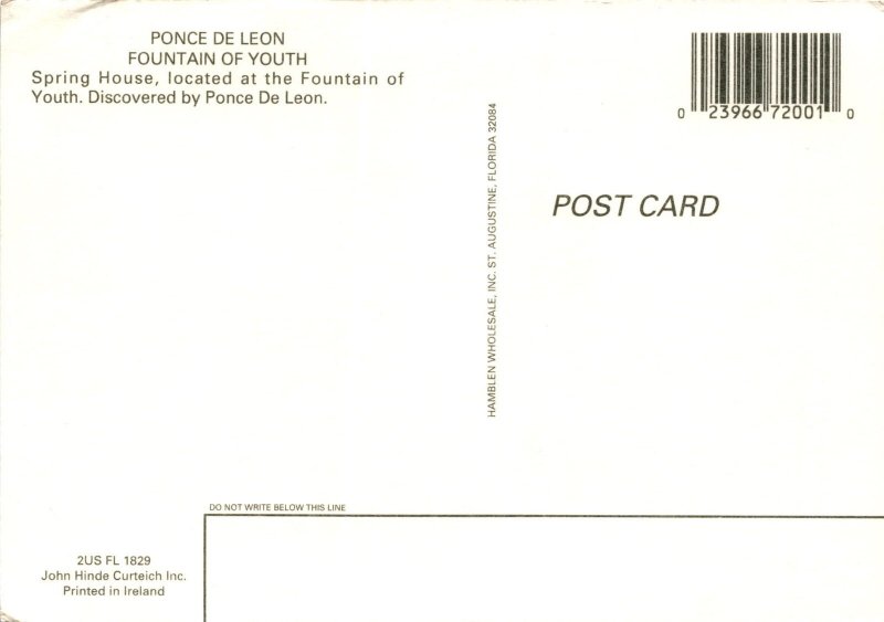 Discover Fountain of Youth with Ponce De Leon! postcard