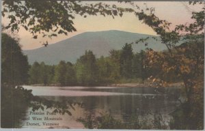 Postcard Prentiss Pond and West Mountain Dorset Vermont VT