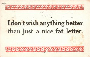Vintage Postcard 1913 Not Wishing Anything Better But A Nice Fat Letter Border