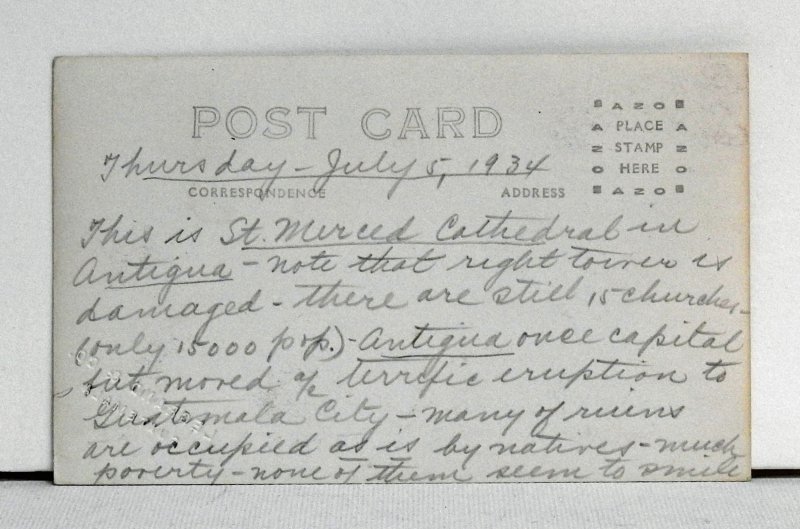 St. Merced Cathedral, Antigua, Guatemala - Postcard