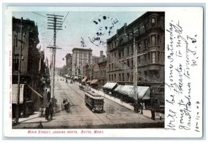 1906 Main Street Looking North Exterior Streetcar Butte Montana Vintage Postcard