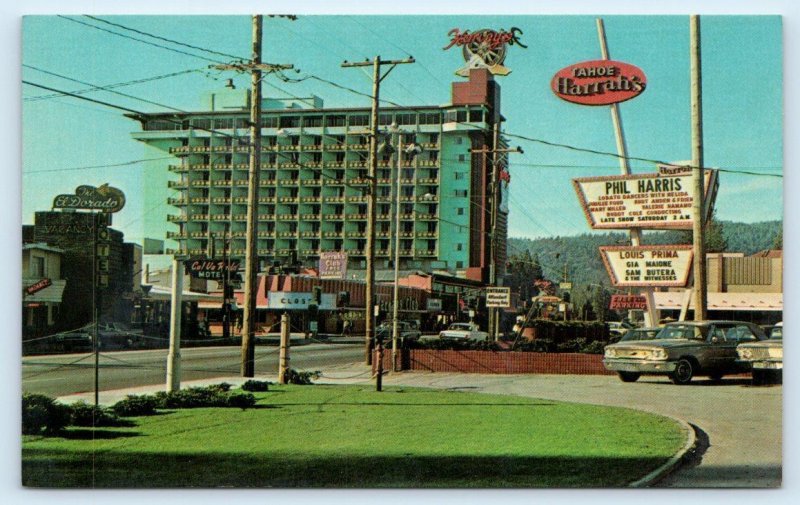 LAKE TAHOE, NV Nevada ~ HARVEY'S & HARRAH'S CASINOS c1960s Roadside  Postcard