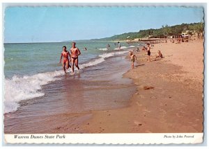 1984 Warren Dunes State Park Sawyer Michigan MI, Beach Bathing Vintage Postcard