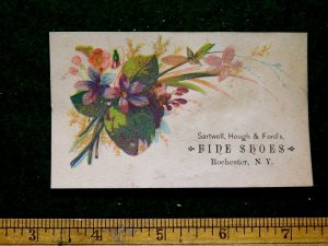 1870s-80s Sartwell, Hough & Ford's Fine Shoes, Rochester, NY Trade Card #1 F24
