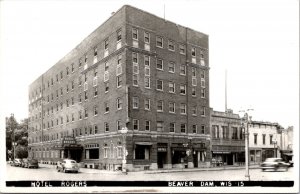 Real Photo Postcard Hotel Rogers in Beaver Dam, Wisconsin