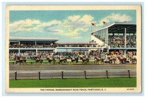 1940 The Parade in Narragansett Race Track Pawtucket Rhode Island, RI Postcard 