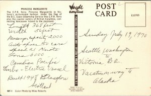 Vtg Princess Marguerite CPR Ferry Victoria's Harbor BC Coast Steamship Postcard