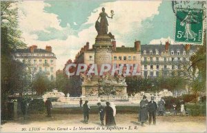Postcard Old Lyon Place Carnot The Monument of the Republic (animated)