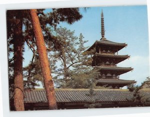 Postcard Pagoda of Horyu-ji Temple, Nara, Japan