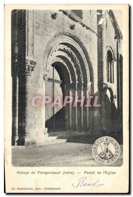 Postcard Abbey Fontgombault Indre Church Portal