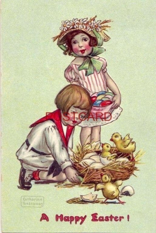 1909 Tuck & Sons Series No. 130 A HAPPY EASTER Katharine Gassaway illustration