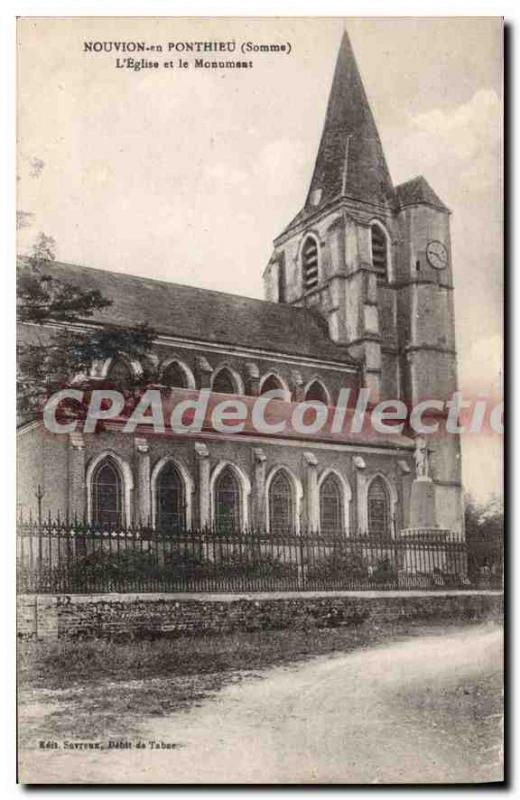 Old Postcard Nouvion En Ponthieu The Church And The Monument