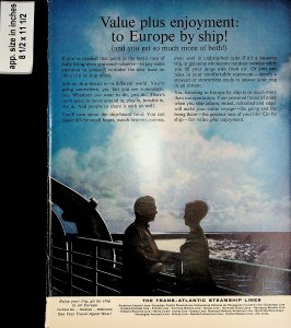 1961 Trans-Atlantic Steam Ship Lines Europe Trip Vintage Print Ad 8009