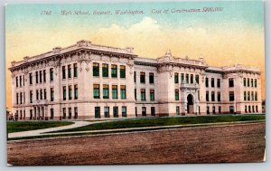 Everett Washington~Front of High School Building~Vintage Postcard