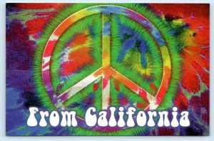 PEACE from CALIFORNIA ~ Tie Dye PEACE SIGN Hippie Rainbow 4x6 Postcard