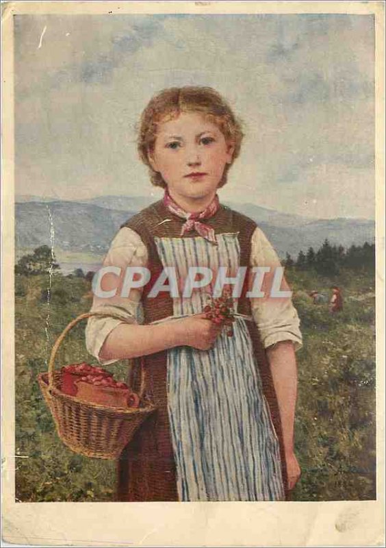 Modern Postcard Albert Anker Erdbeer Mareili The strawberry picker Fine Arts ...