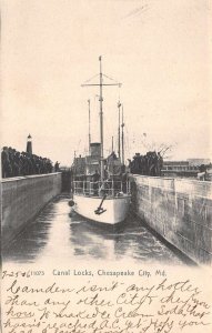 Chesapeake City Maryland Canal Locks, Rotograph Co., Vintage Postcard U22889