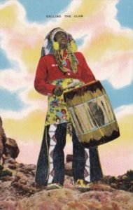 Ceremonial Indian Drummer Calling The Clan New Mexico