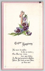 Easter Greetings Cross Purple Flowers Allentown To Gordon PA Postcard L30