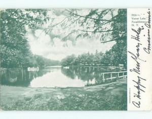 Pre-1907 BOAT & ROAD AT VASSAR LAKE Poughkeepsie New York NY Q2253